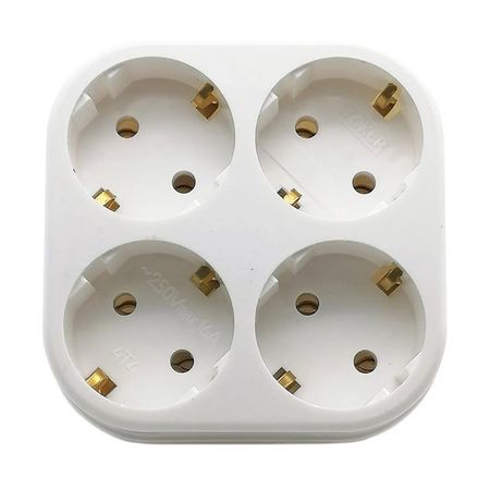 разветвитель 4 гнездо РЕАЛЬНАЯ ЭЛЕКТРИКА с/з 16А 4T4 белый разветвитель 4 гнездо реальная электрика с з 16а 4t4 белый