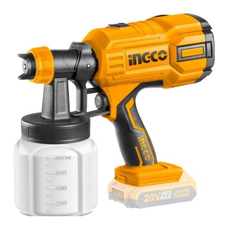 краскопульт аккумуляторный INGCO CSGLI2003 20В 0,8л/мин без АКБ и ЗУ краскопульт аккумуляторный ingco csgli2003 20в 0 8л мин без акб и зу