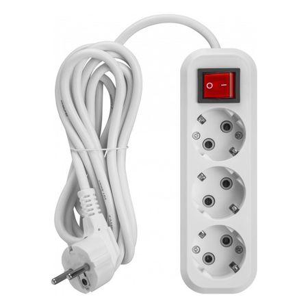 удлинитель ОНЛАЙТ 5м 3-местный с/з IP20 16А с выключателем белый удлинитель 3м 3 местный б з 2х0 75мм кв