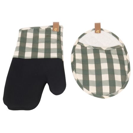 комплект прихваток кухонных TODELIA 2шт клетка зеленая, арт. MUKT23-17