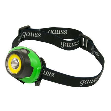 фонарь налобный GAUSS 1хLED 4Вт 3хААА пластик черно-зеленый securitying тактический фонарь красный зеленый 1000lm