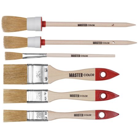 набор кистей Master Color 6шт натур.щетина плоск 20/25/35мм круг. 20/25мм худож, арт.30-0510 индукторы eternalfar 0510 1w 20 штук