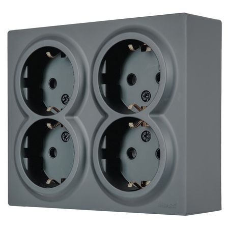 розетка 4 поста LEZARD Leto ПБТ с/з графит розетка 1 пост lezard leto пбт б з графит