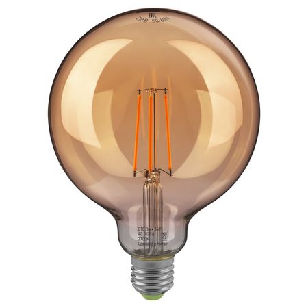 светодиодная лампа ОНЛАЙТ Ретро Золотистая 8Вт Е27 810Лм 2700К G125 светодиодная лампа онлайт ретро золотистая 4вт е27 170лм 2700к g95