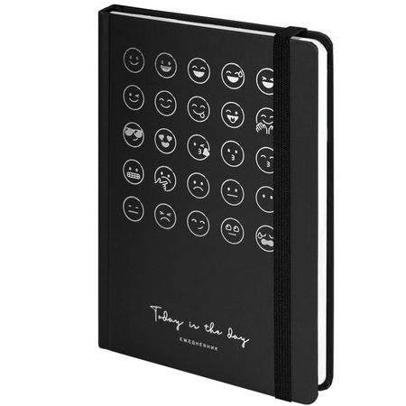 ежедневник недатированный с резинкой BRAUBERG Emoji А5 128л 145х203мм с рисунком