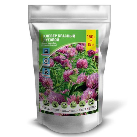 газон Клевер красный луговой Дымковский 150г Зип-лок газон клевер красный луговой дымковский 150г зип лок