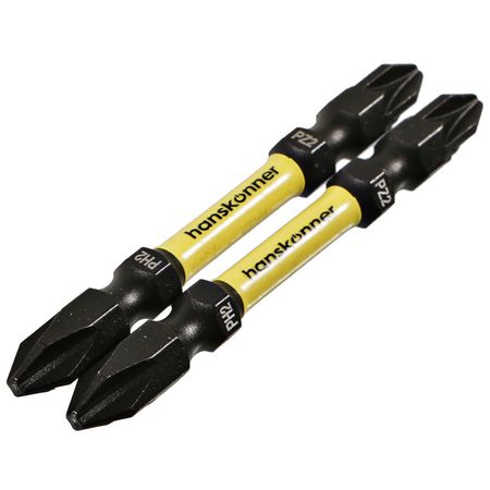 биты HANSKONNER PH2хPZ2 65мм двусторонние torsion 2шт vibratite отвертки биты ованадиевая 1 шт fd4 fd5 5 fd7
