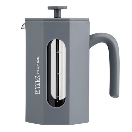 френч-пресс TALLER Лорензо 800мл стекло боросиликатное, нерж.сталь, пластик серый fape локоть 105 градусов боросиликатное стекло