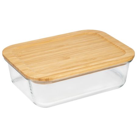 контейнер для продуктов LEONORD Bambu 1,5л 22,3х16,7х7,2см прямоугольный жаропр.стекло, бамбук