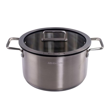 кастрюля ATTRIBUTE Argento 5л 24см нерж.сталь стеклянная крышка индукция терка mallony nimbus 24см плоская без поддона нерж