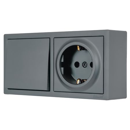 блок выключатель 1-клавишный и розетка LEZARD Leto с/з графит розетка 1 пост lezard leto пбт б з графит