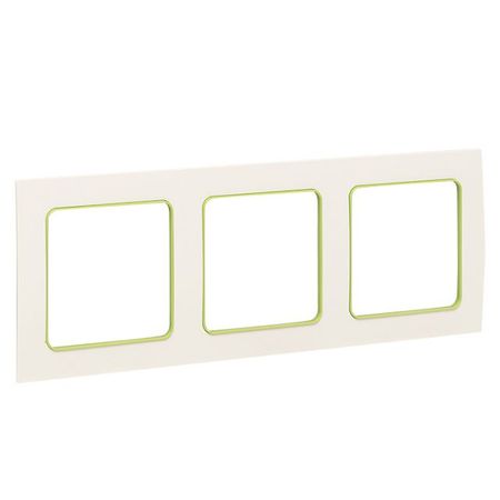 рамка 3 поста EKF Стокгольм белый с линией цвета зеленый