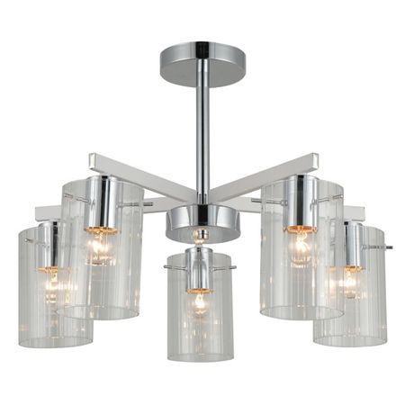 люстра потолочная SCHAFFNER Metri Е27 5x40Вт стекло металл хром белый