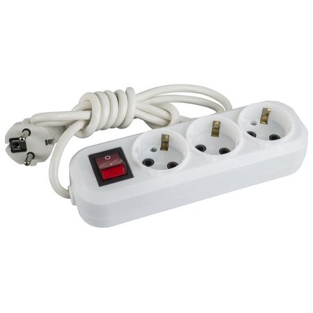 удлинитель NAVIGATOR 3м 3-местный с/з с выключателем IP20 10А белый удлинитель 3м 3 местный б з 2х0 75мм кв