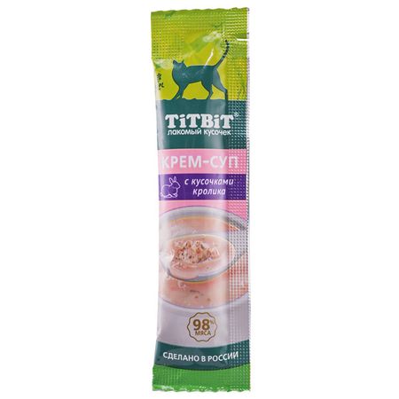 лакомство для кошек TITBIT крем-суп с кусочками Кролика 10г лакомство для кошек titbit двойное удовольствие 4х45 г
