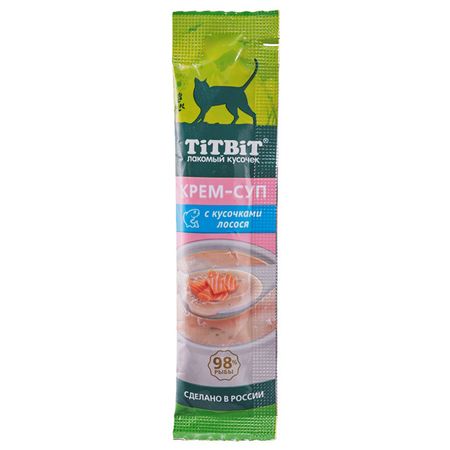 лакомство для кошек TITBIT крем-суп с кусочками Лосося 10г лакомство для кошек titbit двойное удовольствие 4х45 г