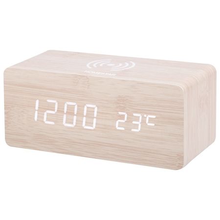 часы электронные HOMESTAR HS-0123 беспроводная зарядка для телефона/будильник бежевый будильник oria rgb