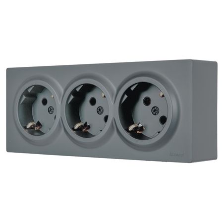розетка 3 поста LEZARD Leto ПБТ с/з графит розетка 1 пост lezard leto пбт б з графит