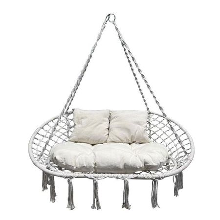 гамак-кресло подвесное DOUBLE белый сталь, хлопок, полиэстер (до 200 кг) дорожка для стола mingtime полиэстер хлопок 1 шт