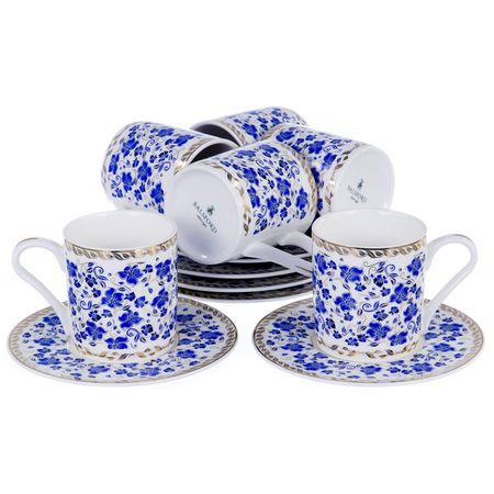 набор кофейный Мармарис 6/12 100мл фарфор синий цветок лотков для метизов 225х155х120мм 12шт с планкой синий