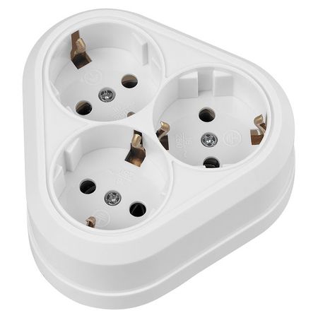 розетка 3 гнезда TDM Ладога IP20 16A с/з белая колодка 2 гнезда эра с зазeмлением белая