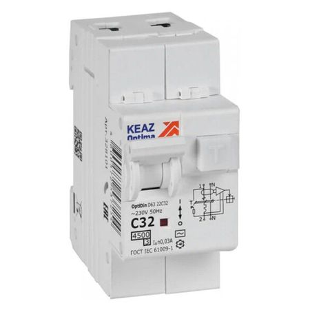выключатель дифференциального тока КЭАЗ (АВДТ) 2P 32А 30мА тип АС С 4,5кА