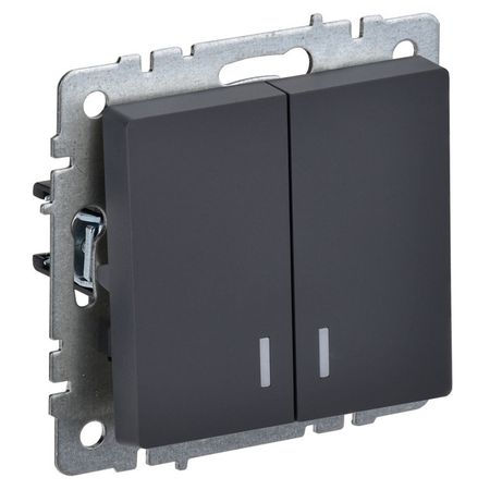 выключатель 2-клавишный IEK BRITE с индикацией 10А графит вывод кабеля iek brite графит