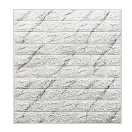 панель декоративная самоклеящаяся GRACE Кирпич Белый мрамор 700х770мм LUX 6мм панель декоративная самоклеящаяся кирпич белый 770х700мм