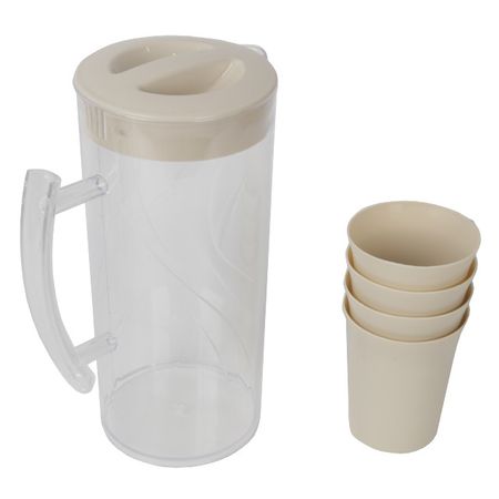 набор питьевой TODELIA 5 предметов: кувшин 1,5л + 4 стакана 150мл пластик силиконовые пробки для стакана stanley 3 шт