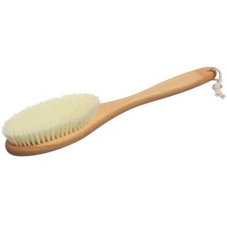 щетка для сухого массажа Экобраш 39х8х1,6см длинная ручка бук, иск.щетина 154 пучка щетка для пыли с длинной ручкой