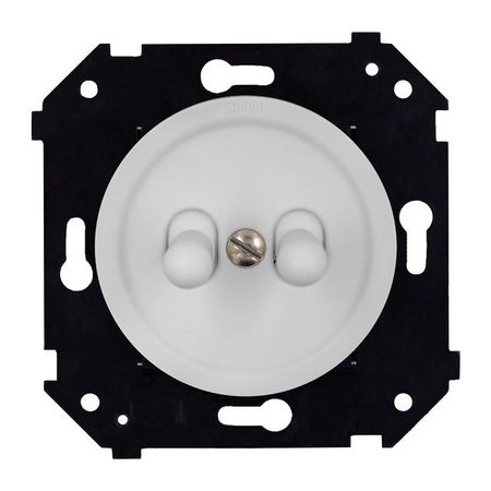 выключатель 2-клавишный проходной BIRONI Шедель 10А тумблерный белый матовый