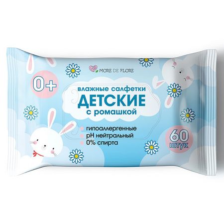 салфетки влажные MORE DE FLORE с ромашкой 60шт детские панкреатин лект таблетки кишечнораствор п о плен 60шт