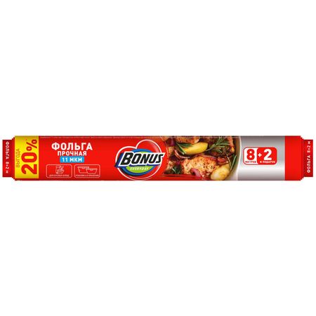 фольга BONUS 10м 28см 11мкм алюминиевая фольга big city life 20м 28см 10мкм с тиснением
