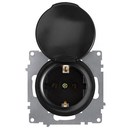 розетка 1 пост ONEKEYELECTRO Florence с крышкой с/з чёрный