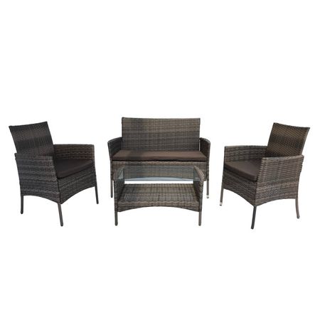 набор мебели искусственный ротанг 4 предмета бежевый сиденье для стула искусственный лен 44х39см серое арт сфил сер