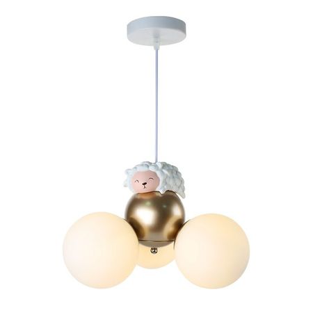 люстра подвесная для детской ESCADA Флафф барашек 3x40Вт G9 белый золото