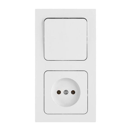 блок 1-клавишный выключатель и розетка BYLECTRICA Аструм б/з белый
