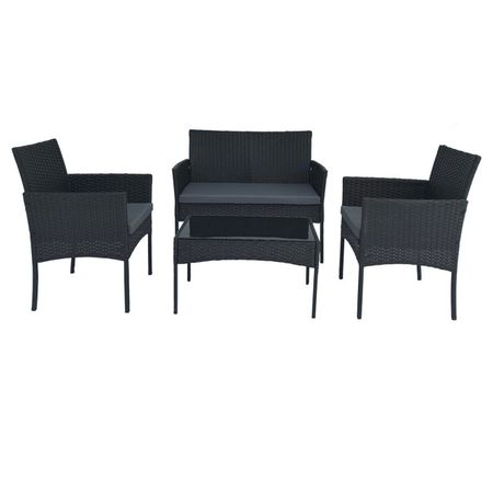 набор мебели искусственный ротанг 4 предмета черный сиденье для стула искусственный лен 44х39см серое арт сфил сер