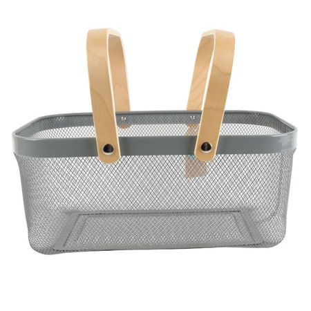 корзина для хранения TODELIA Thorm 400х210х180мм с ручкой металл/дерево серая шкатулка todelia seasons 24х17 6х7см дерево