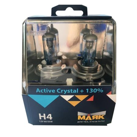 лампа МАЯК ACTIVE CRYSTAL Н4 12В 60/55Вт 2шт лампа маяк h 4 12v 60 55w p43t