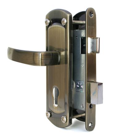 ручка дверная с замком APECS 1425-AB (б/ц) 58,5мм цилиндровый бронза ленточнопильные полотна для дерева noenname null 3 шт 1425 1790x10 мм