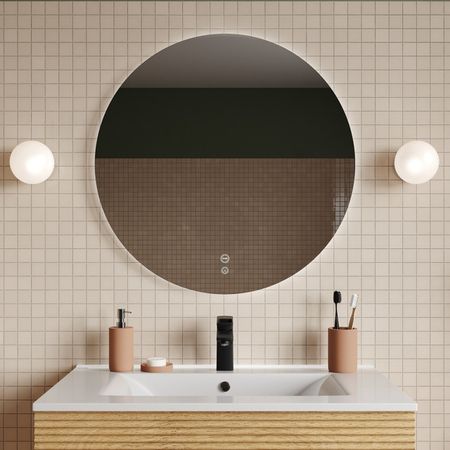 зеркало для ванной IDDIS Bild 80 см с LED-подсветка антизапотевание cенсор зеркало для ванной iddis edifice 60х70см led подсветка антизапотевание сенсор диммер