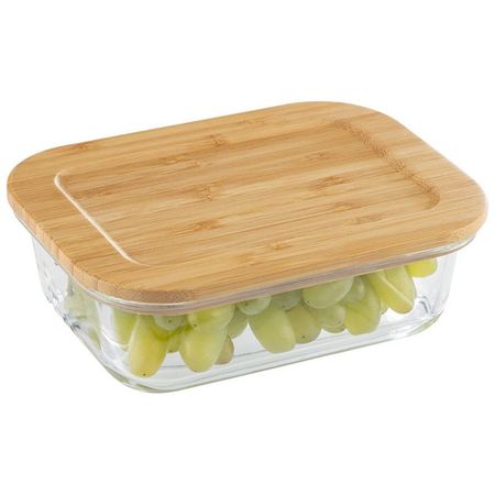 контейнер для продуктов LEONORD Bambu 1л 20х15,1х6,6см прямоуг. жаропр.стекло, бамбук