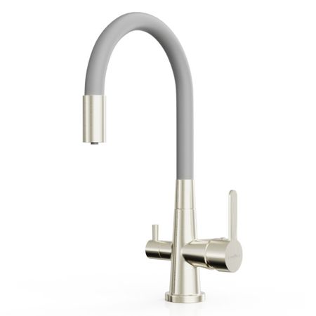 смеситель для кухни TOKITO Aisai гибкий излив латунь сатин серый смеситель для кухни voda k555w гибкий нержавейка белый сатин