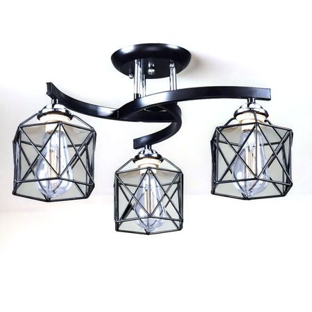 люстра потолочная РОССВЕТ Лотос 3х60Вт E27 металл черный