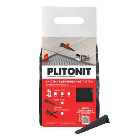 клинья для выравнивания плитки PLITONIT 100шт зажимы для выравнивания плитки tls 1мм 100шт