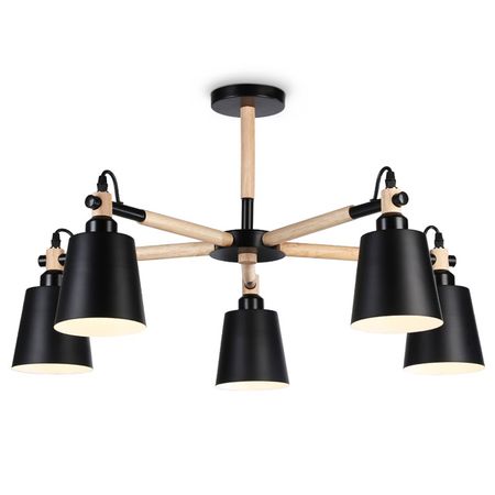 люстра потолочная  AMBRELLA LIGHT Традиционный 5х40Вт E27 черный светлое дерево люстра подвесная mw light виталина 5х40вт e14 металл