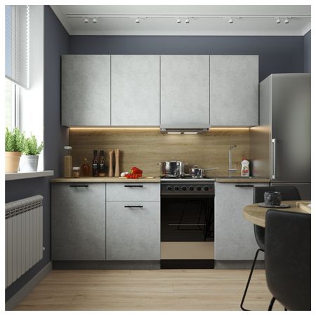 кухонный гарнитур ПРОМО 2400х600мм белый/цемент светлый ЛДСП