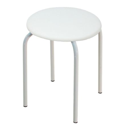 табурет ЭКОНОМ 370х370х475мм белый кожзам/металл