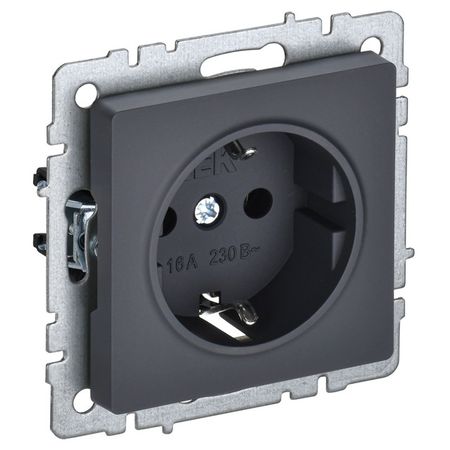 розетка 1 пост IEK BRITE с/з б/ш 16А графит вывод кабеля iek brite графит